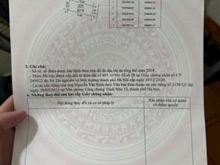 Chính chủ cần tiền bán gấp lô đất 67.9m tại đồng trúc.hạ bằng.hà nội