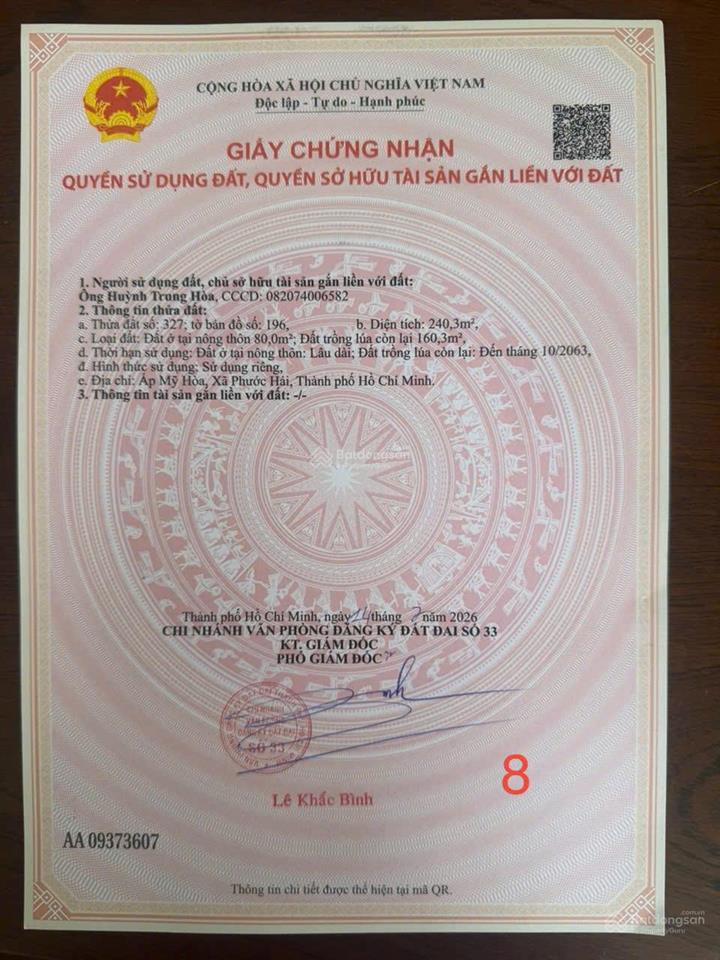Bán nhanh 12 lô f0 ngang 10m siêu rẻ vừa mới tách sổ tại xã phước hải  tphcm.