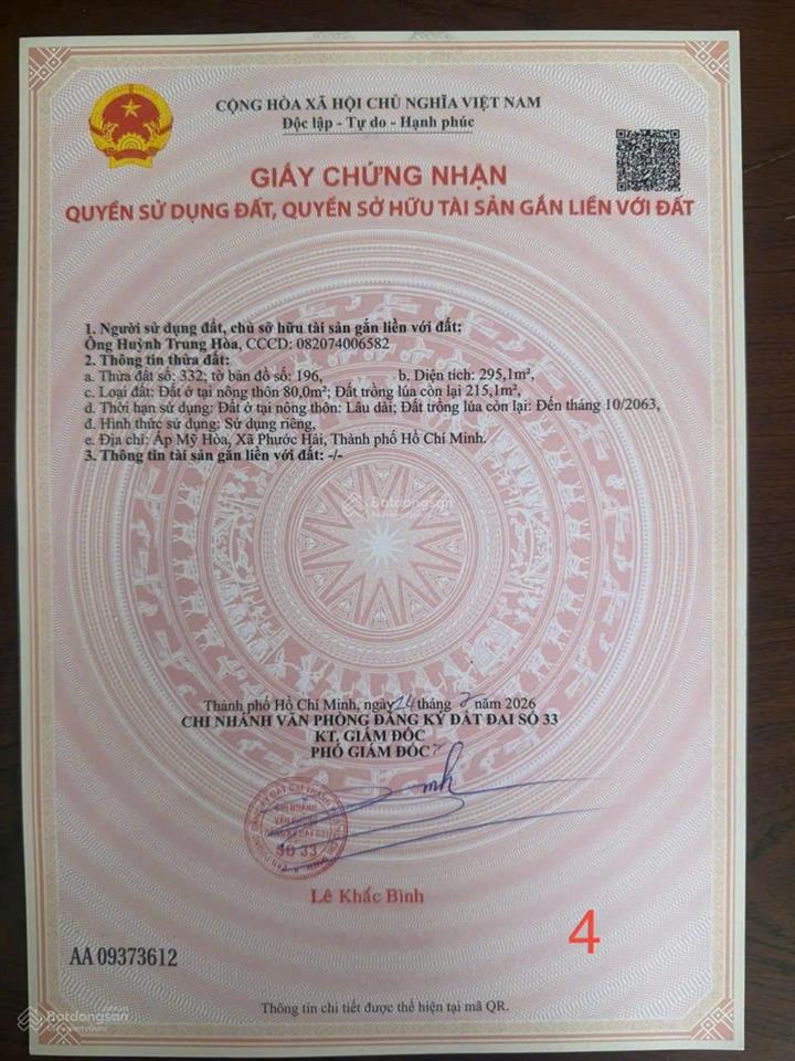 Bán nhanh 12 lô f0 ngang 10m siêu rẻ vừa mới tách sổ tại xã phước hải  tphcm.