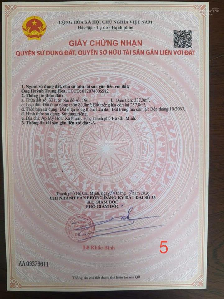Bán nhanh 12 lô f0 ngang 10m siêu rẻ vừa mới tách sổ tại xã phước hải  tphcm.