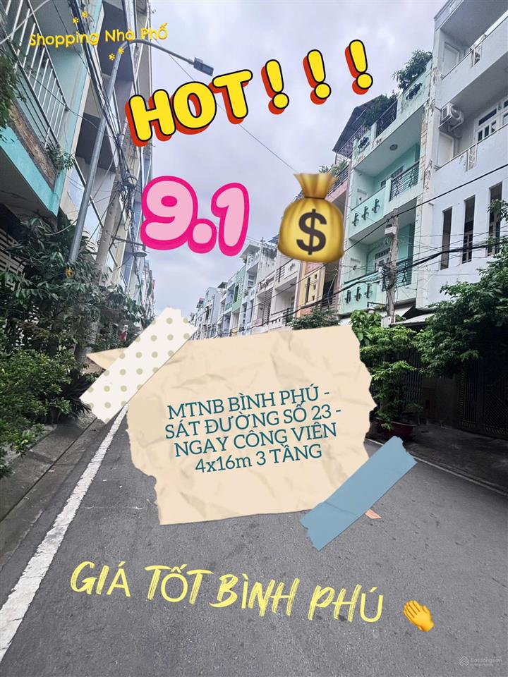 Mặt tiền nội bộ bình phú  sát đường số 23, 4x16m 1 trệt 2 lầu ngay công viên