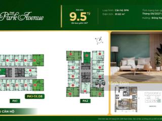 Bán căn hộ the park avenue view mt 3/2 đông nam, 9,5 tỷ, 98m2, 3pn, 2wc, q11 chỉ với hàng hiếm tại