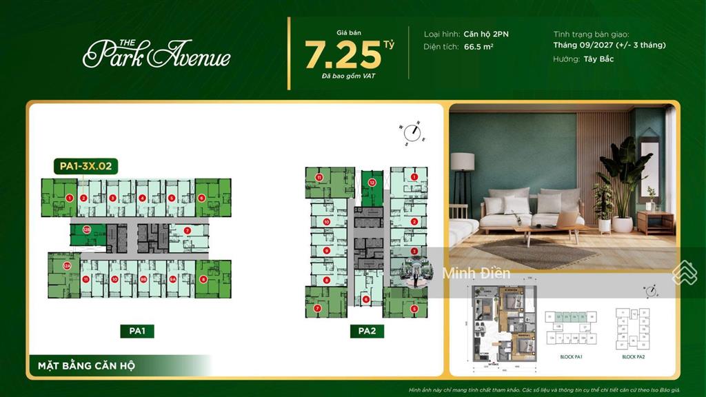 Bán ch tại the park avenue, 7,25 tỷ, 66,5m2, view đẹp, uy tín