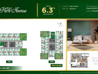 Căn hộ 2pn the park avenue quận 11, 6,3 tỷ, hướng đông bắc, view quận 1