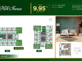 Căn hộ góc 3pn mặt tiền hướng đường 3/2 the park avenue quận 11, thanh toán 30% chỉ 5tỷ6