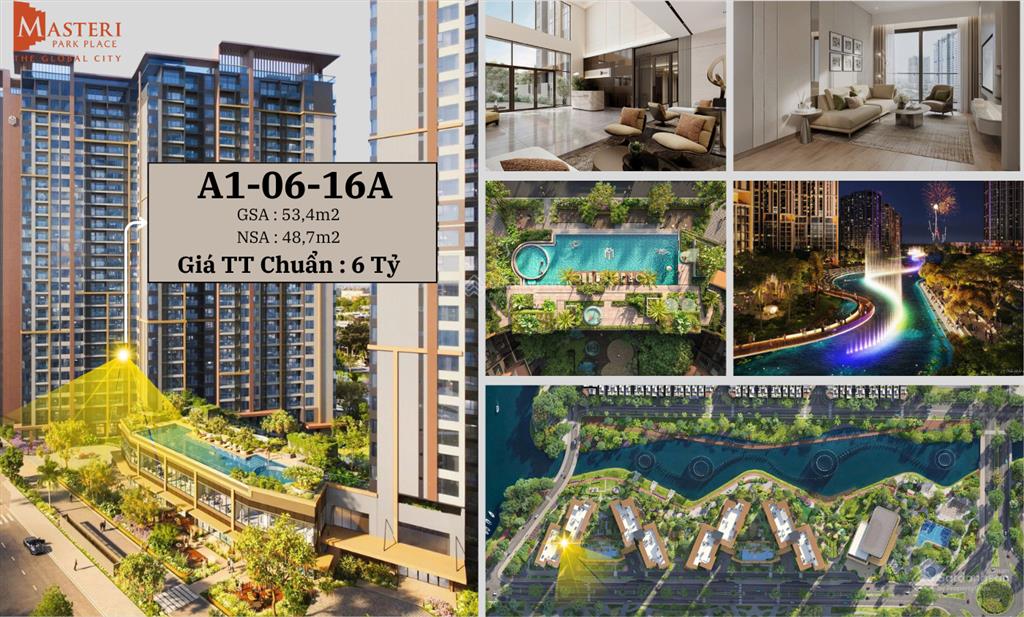 Căn hộ hoa hậu 1 pn diện tích 53,4m2, căn view nội khu,