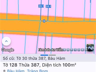 Đất đẹp tại bàu hàm, 900 triệu, 100m2, pháp lý đầy đủ, hướng bắc, mặt tiền 5m