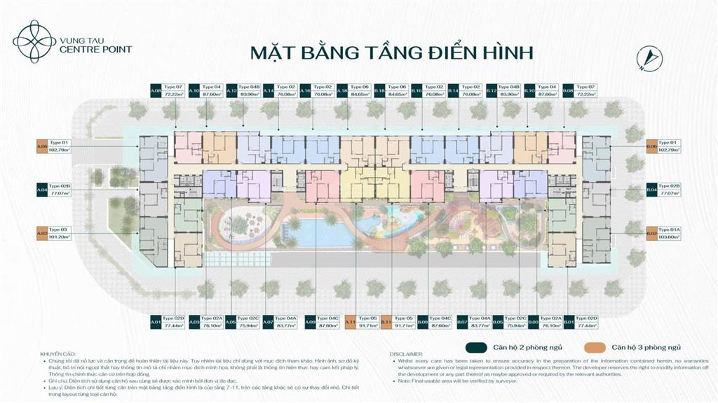 Vũng tàu centre point, 4,350 tỷ, 86 m2, ban công đông nam mát mẻ quanh năm