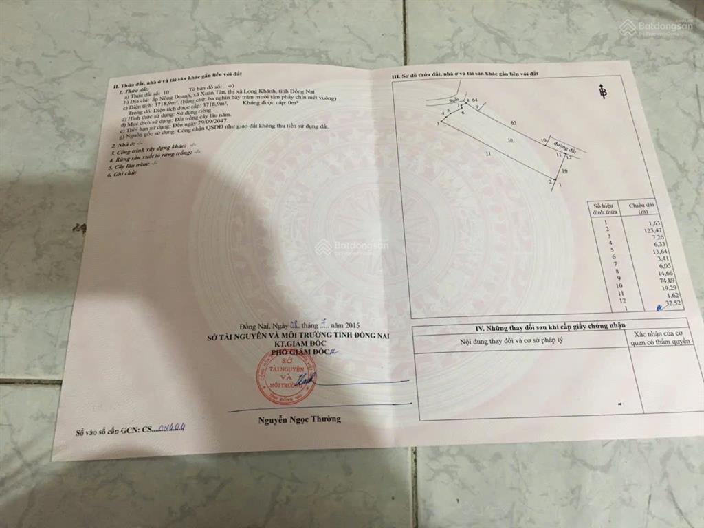 Bán đất vườn sầu riêng, dt 3718m2, giá 7 tỷ mấy, long khánh, đồng nai