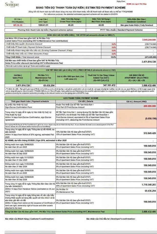 Tôi chính chủ cần bán gấp căn 1n the senique tầng trung tòa sp giá 3,x tỷ.  0949 677 ***