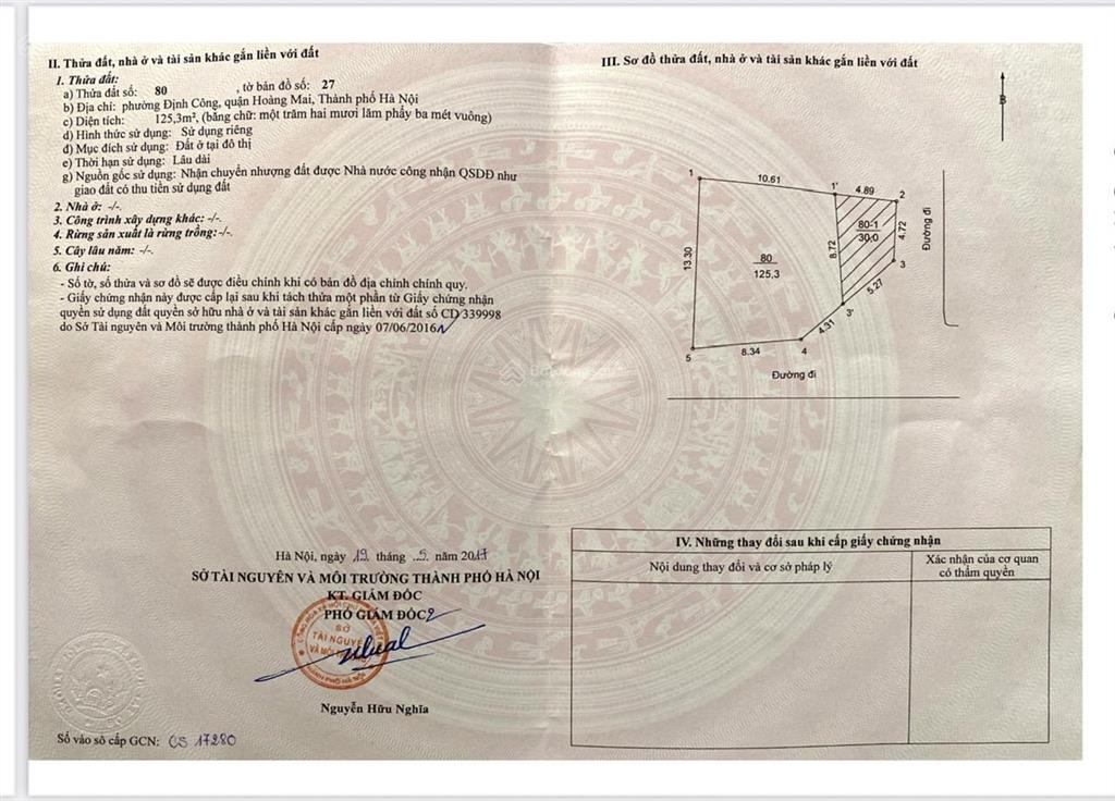 Bán mặt phố trịnh đình cửu, định công 125.3m2  kinh doanh đắc địa