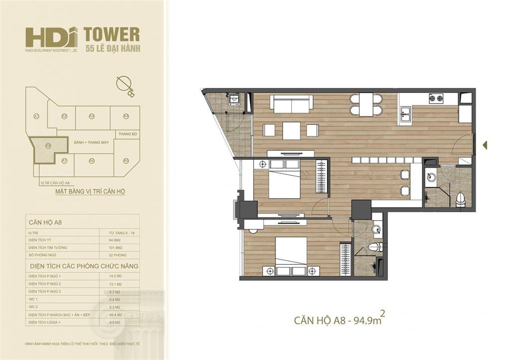 Chủ nhà gửi bán căn hộ 02 ngủ 78m2 view thành phố bàn giao full nội thất