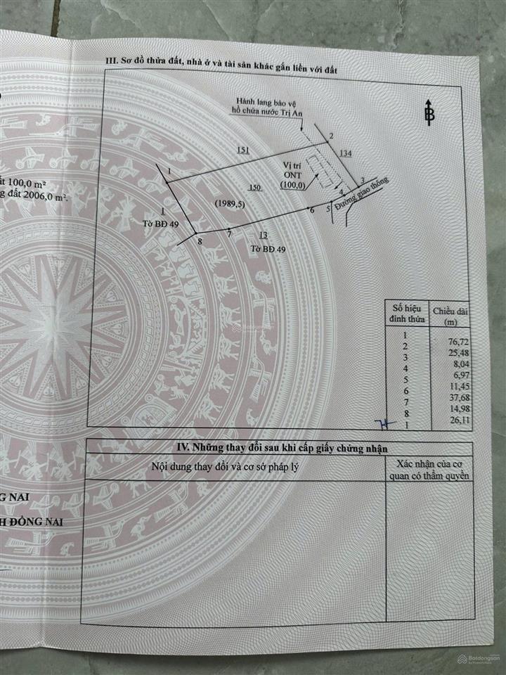 Bán 8.111m đất gần hồ trị an, định quán, đồng nai chỉ 1.3 tỷ
