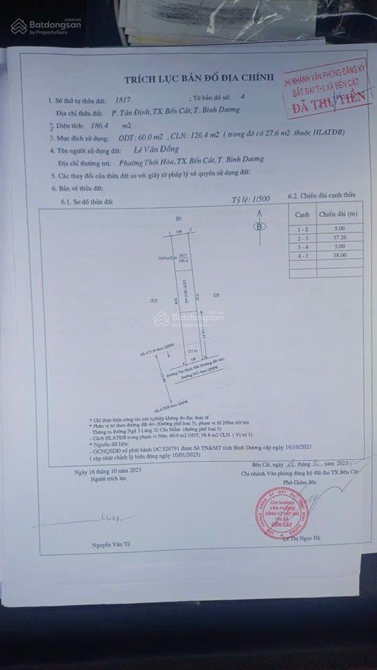 Đất tân định bến cát bd, nhựa 7m