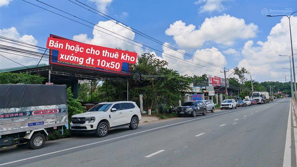 Bán kho xưởng, mt đt744, dt 10x50m