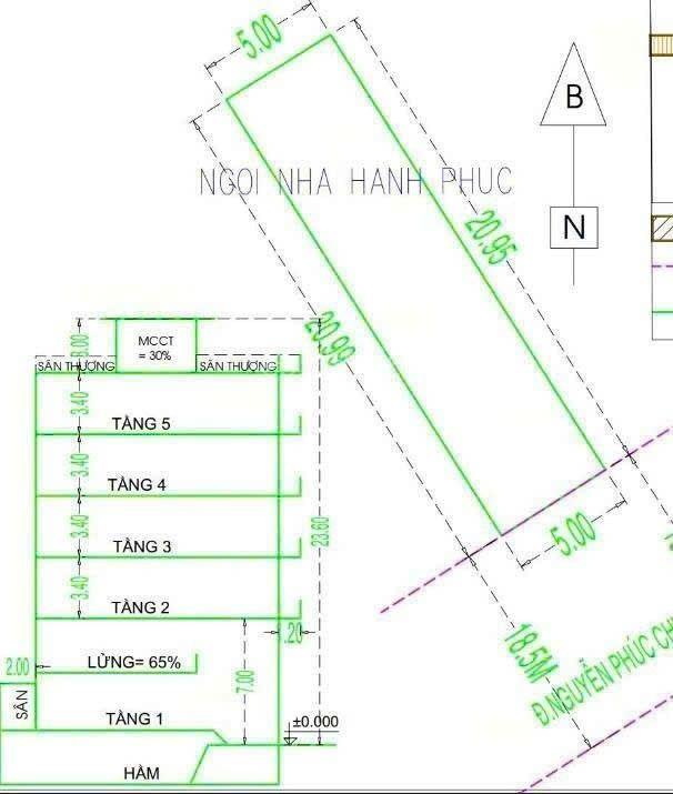 Nhà mặt tiền nguyễn phúc chu, tân bình, 105m2(5*21), không lộ giới, đường 19m, có lề, kế metro 2