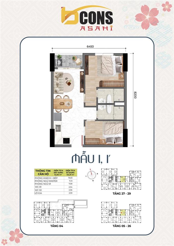 Bcons asahi 2pn chỉ 2.1 tỷ, vốn 370tr. miễn gốc lãi đến 2027. sống chuẩn nhật, 3 phút tới metro!