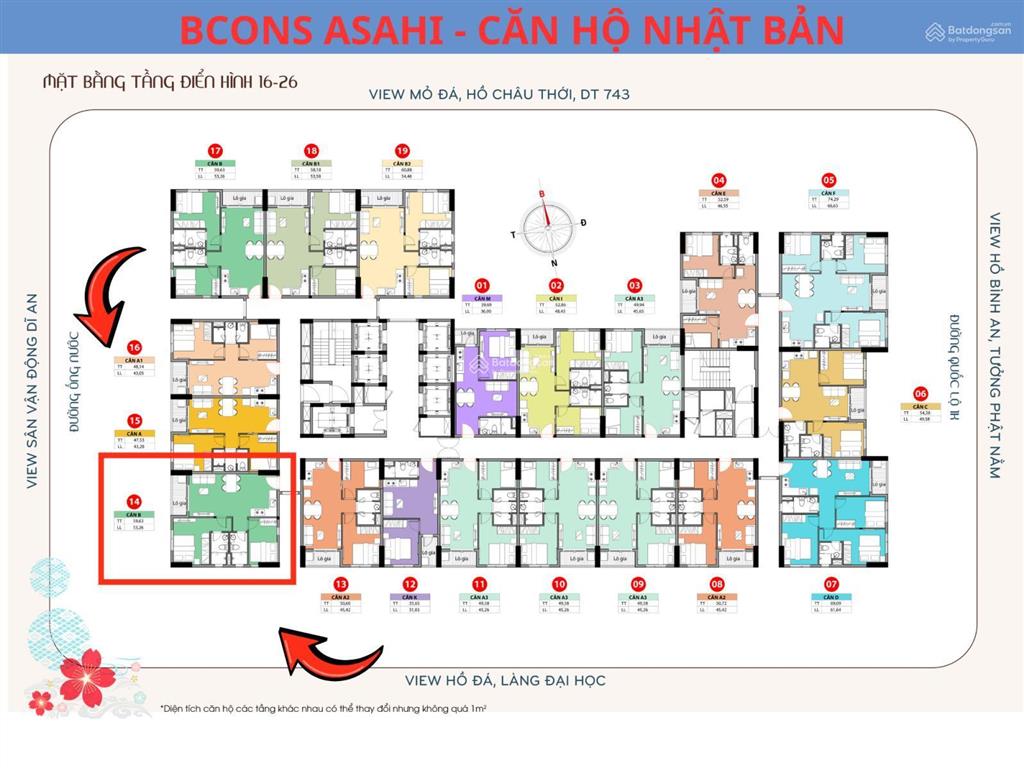 Bcons asahi nhật bản ql1k 2pn 2wc góc 62m2 giá 2,8 tỷ, thanh toán trước 582 triệu nhận nhà, ls 0%