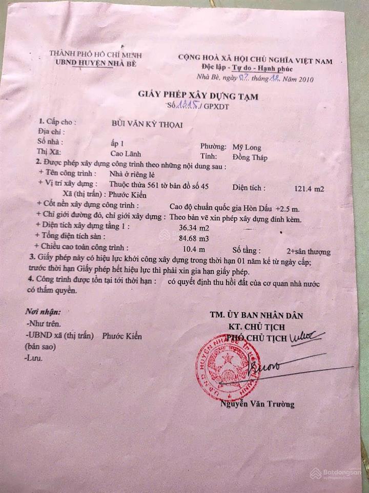 Nhà 2 tầng 2 mặt tiền bờ kè phước kiển nhà bè giá 3.3 tỷ