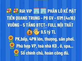 Phân lô mặt tiền quang trung gv  61m (4x16) vuông  5 tầng btct full nội thất 9.5 tỷ tl