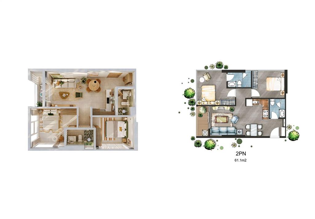 [2pn hoa hậu. sanhome] 66m2, view trực diện biển