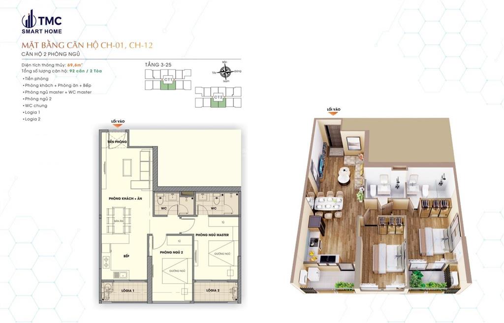 Bán cc tmc smart home, 70m2, tôi để lại toà ct2 rẻ hơn 3% so với cđt