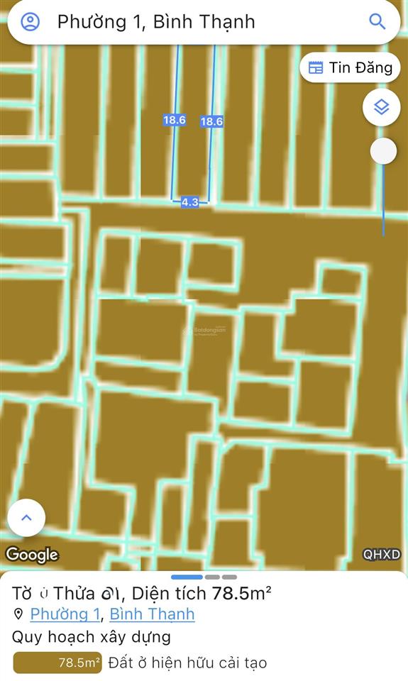 Giảm 500tr  giáp q1 ngay bà chiểu, nhà nát (4.3 x 19) hẻm oto 6m, sổ vuông. phù hợp xây mới, chdv