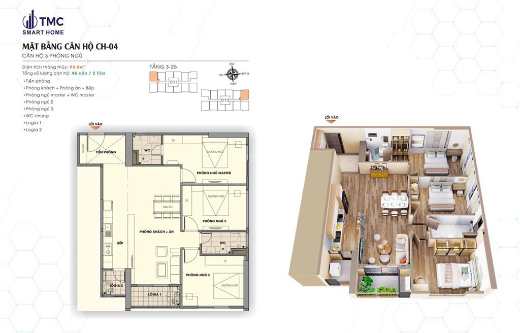 Bán cc tmc smart home, 94m2, 9,5 tỷ, view đẹp, giá ưu đãi tại nguyễn đình tứ, bắc từ liêm