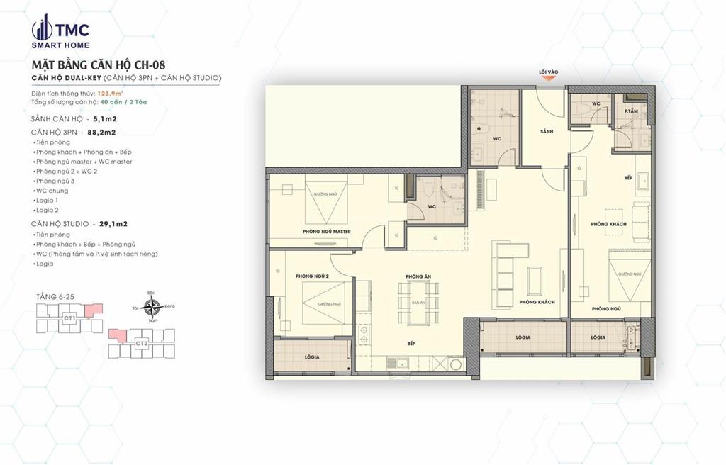Căn hộ 4pn cạnh tây hồ tây 123m2 vừa ở vừa cho thuê có dòng tiền riêng biệt. vào 2tỷ htls 0% 24th