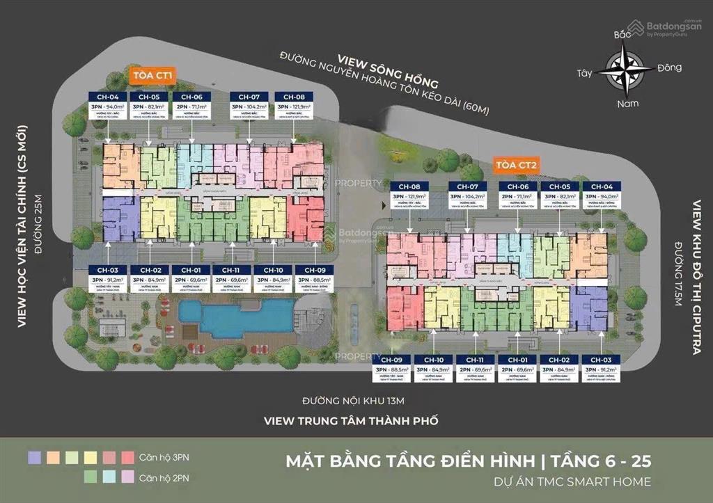 Căn 3pn tầng cao view sông hồng vào chỉ 1.6tỷ htls 0%