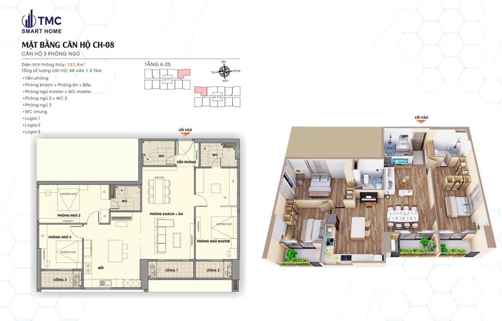 Bán căn hộ tmc smart home, 3pn giá 13,5 tỷ, 123m2