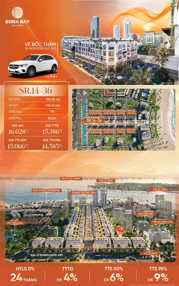 Căn ngoại giao giá rẻ nhất dự án sora bay  hạ long, 100m2, xây 6 tầng 1 tum, giá chỉ 14 tỷ