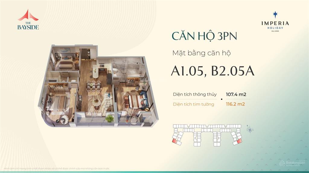 Căn a1.2005 ngoại giao 3pn vip, tại imperia hạ long, view paranorama toàn cảnh vịnh, 107m2, 7.7 tỷ