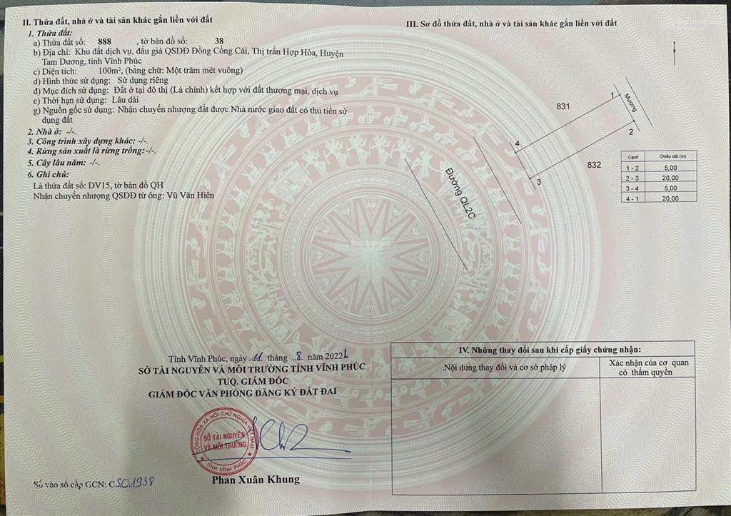 Bán đất kèm nhà mặt đường quốc lộ 2c, thị trấn hợp hoà tam dương, cạnh nút giao ic5, chủ cắt lỗ gâp