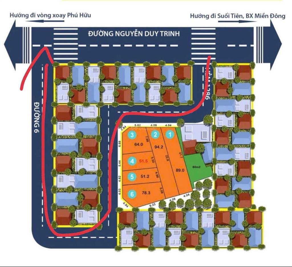 Đất 52m2 gần mt nguyễn duy trinh  chợ long trường cần bán