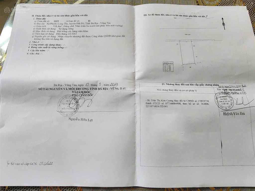 Bán đất mặt tiền quốc lộ 55, 8,2 tỷ, 538m2, sổ đỏ đầy đủ, mặt tiền 16m