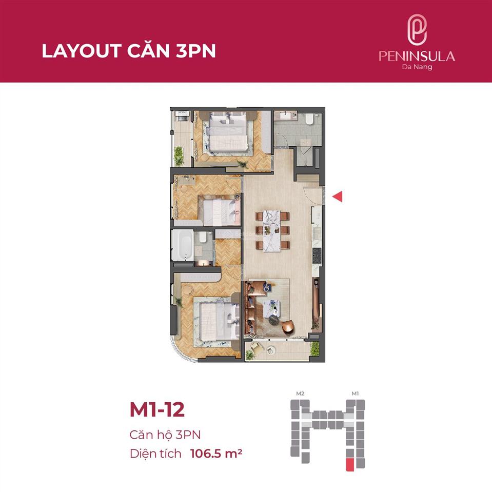 Cực hiếm  duy nhất một căn 1 pn diện tích 50m2  view trực diện sông hàn xem bắn pháo hoa