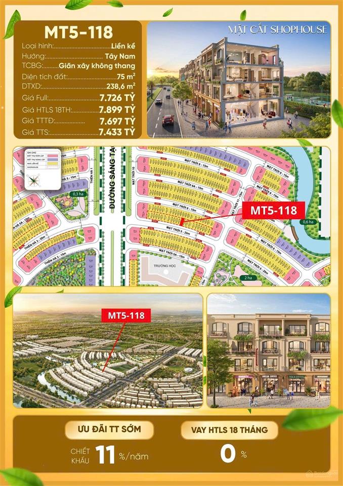 Shophouse đẹp nhất dự án  giá chỉ 6 tỷ!