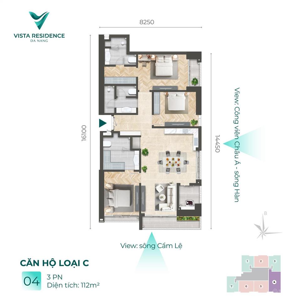 Căn hiếm! tầng cao  view sông hàn pháo hoa  layout siêu đẹp  dự án đã bàn giao cho khách hàng