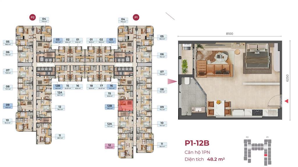 Bán nhanh căn hộ 1pn, giá nhẹ nhàng thương lượng tốt, tầng caoview sông, ngoài ra nhiều căn 2,9 tỷ