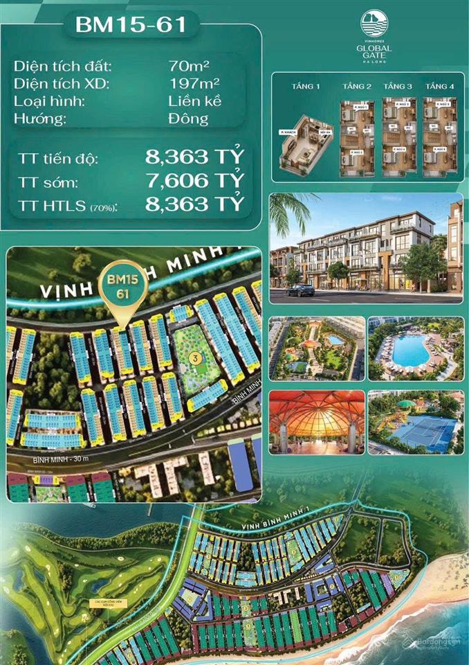Biệt thự liền kề diện tích 5070m mặt tiền 5m phân khu bình minh