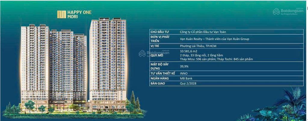 Căn hộ góc 3pn2wc happy one mori. thanh toán 5% kí hdmb và mỗi tháng 1%