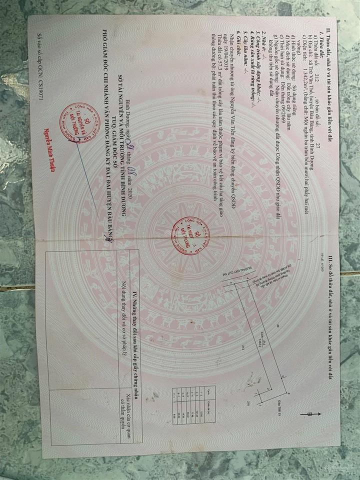 Bán gấp đất bàu bàng 1.342m^2, quy hoạch sẵn 174m^2 thổ cư, ngang 12m