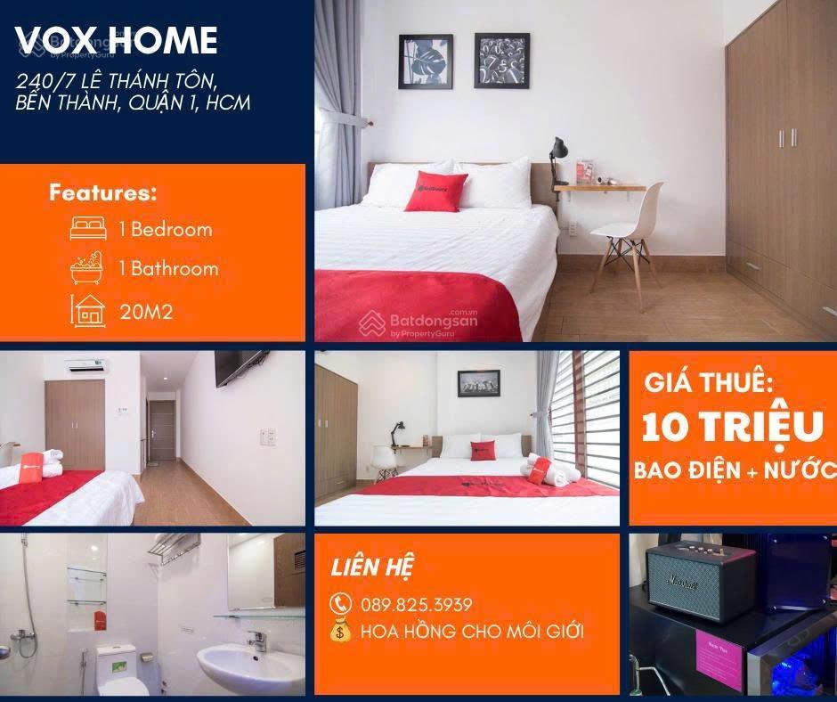 Cho thuê căn hộ dịch vụ q1  lê thánh tôn, 2 phút tới chợ bến thành  full nội thất đẹp  10 triệu