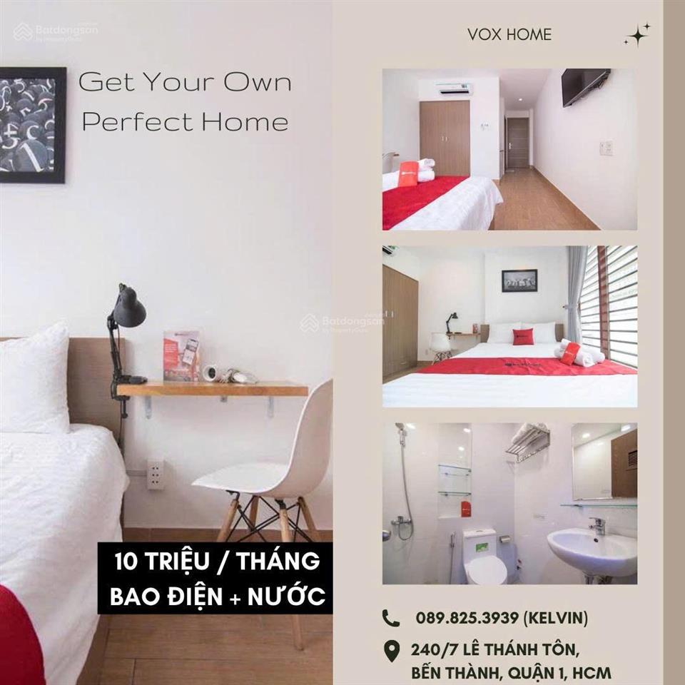 Cho thuê căn hộ dịch vụ q1  lê thánh tôn, 2 phút tới chợ bến thành  full nội thất đẹp  10 triệu