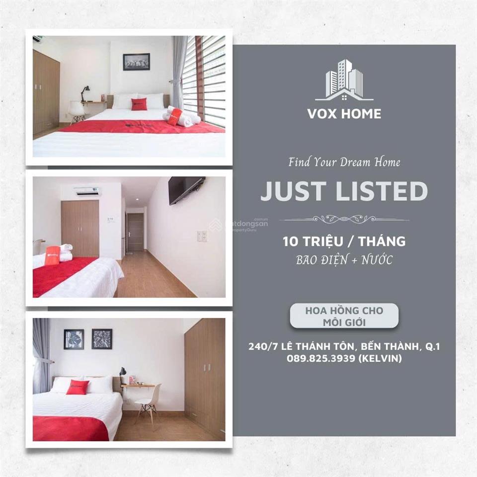 Cho thuê căn hộ dịch vụ q1  lê thánh tôn, 2 phút tới chợ bến thành  full nội thất đẹp  10 triệu