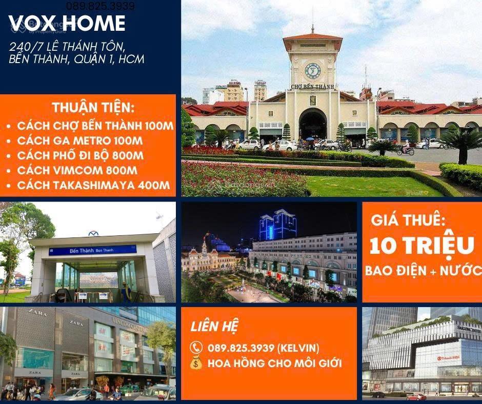 Cho thuê căn hộ dịch vụ q1  lê thánh tôn, 2 phút tới chợ bến thành  full nội thất đẹp  10 triệu