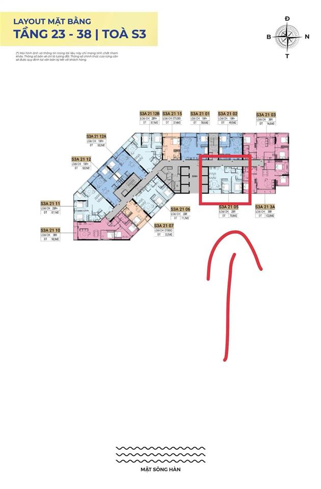 Chính chủ cần bán gấp căn 2pn view sông hàn, view pháo hoa  diện tích 70,8m2   0865 685 ***
