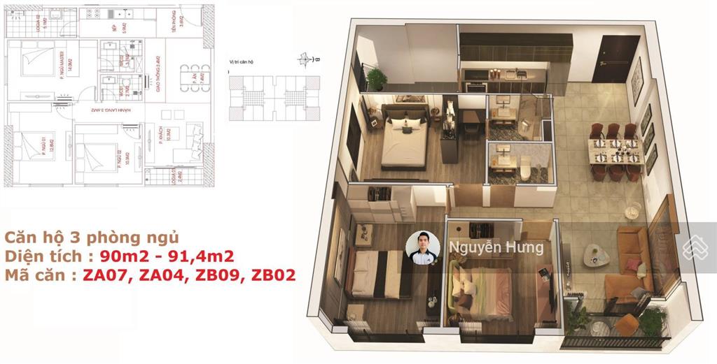 Nhà mình cần cho thuê căn 3 phòng ngủ full nội thất  giá chỉ 15 triệu/th có thể ở luôn