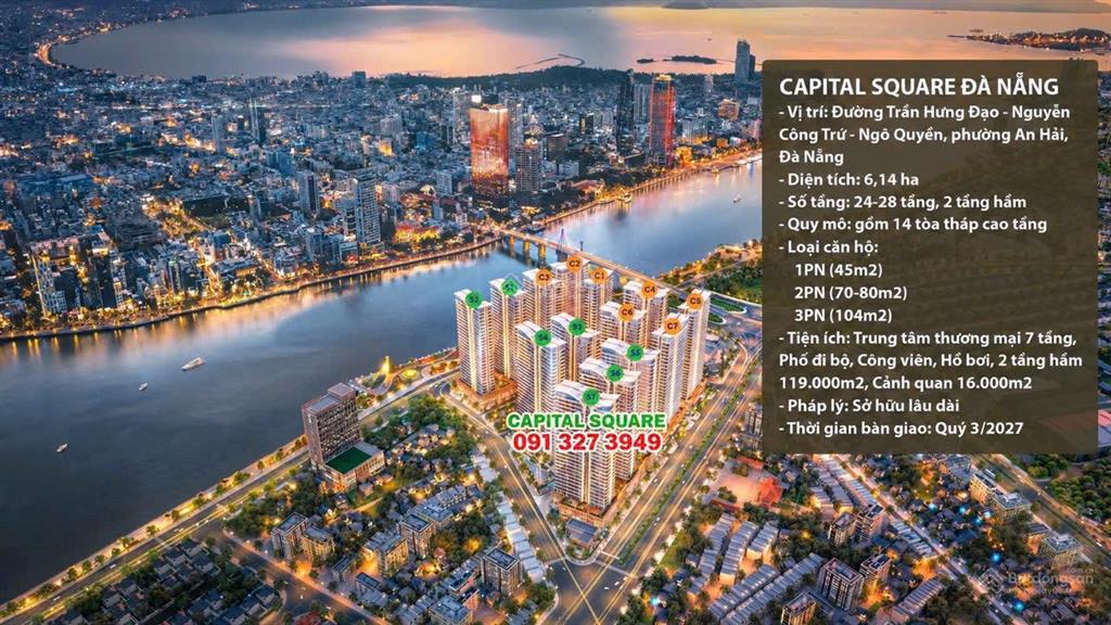 Chỉ 5 tỷ sở hữu căn 2 ngủ mặt sông hàn capital đà nẵng
